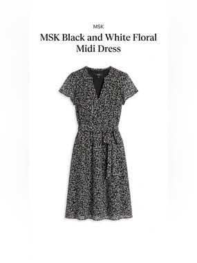MSK Black and White Floral Midi Dress